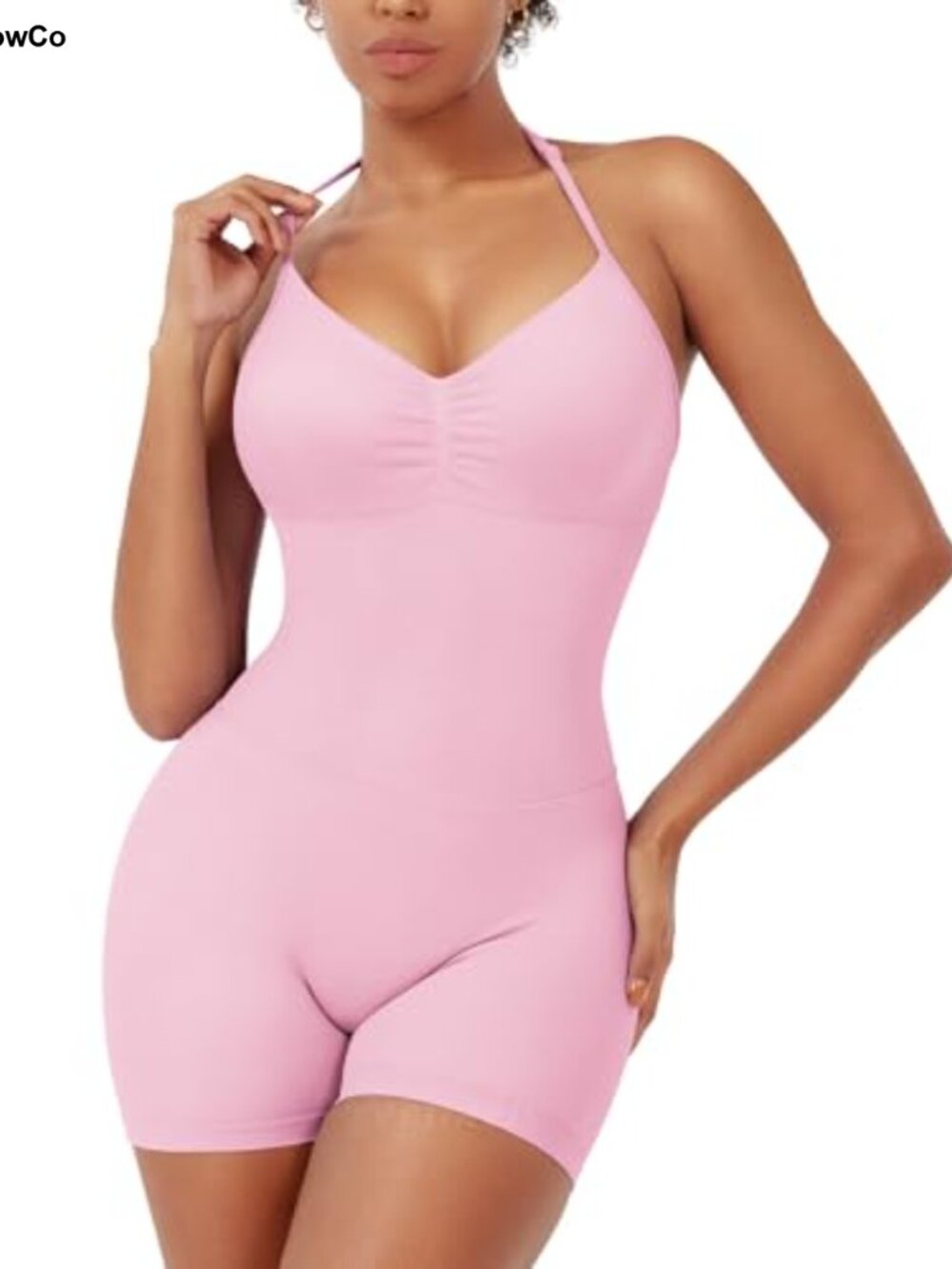 Seamless One Piece Workout Jumpsuit Halter Backless Yoga Romper